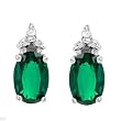 Stud Earrings With 0.85ctw Diamonds and Created Emeralds Made of 925 Sterling silver Length 9mm