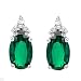 Stud Earrings With 0.85ctw Diamonds and Created Emeralds Made of 925 Sterling silver Length 9mm