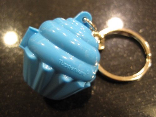 Tupperware Mini Cupcake Keychain Blue NEW