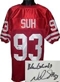 Ndamukong Suh signed Nebraska Cornhuskers Red Custom Jersey Blackshirts- JSA Hologram - Autographed College Jerseys