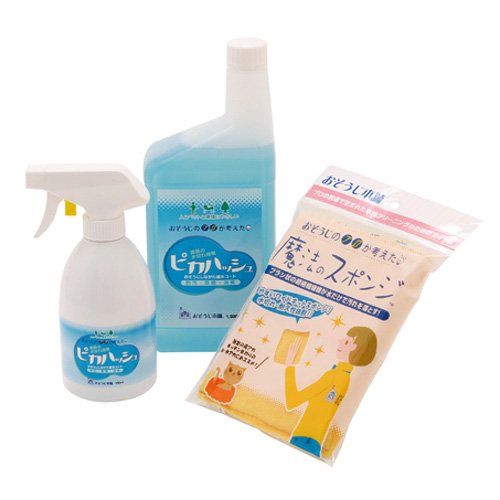 Cover image : 水まわりおそうじセット【撥水洗剤 ピカハッシュ（1,000ml） ピカハッシュ専用スプレーヤー 魔法のスポンジ（1個）】