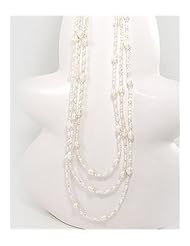 White (Natural) Fresh Water Pearls Necklace In Sterling Silver