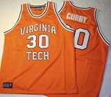 2XL- Orange Virginia Tech Dell Curry #30 Throwback NCAA Jersey NBA Utah Jazz Hornets Toronto