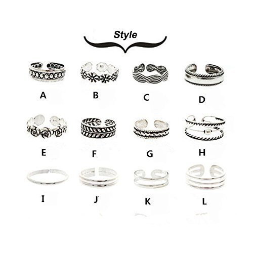 JQUEEN Silver Plated Plain Adjustable Daisy Toe Ring Band Set,One Size Fits All Flexible