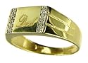 9ct Yellow Gold Gents Diamond Set Dad Signet  Ring