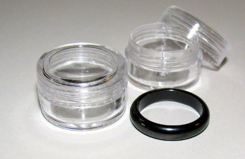 Set of 25 3/16" Diameter 5-gram Empty Clear Plastic Jar Container for Makeup, Cream, Storage with Free Magnetic Ring Gift