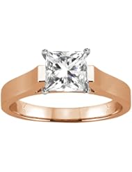 0.90 Ct Princess H/I SI1/SI2 Diamond 18K Rose Gold Ring