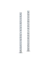 Diamond (0.86 Ct, IJ-SI), 18 Kt White Gold Journey Drop Earrings