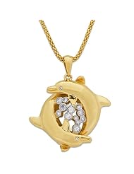 Wyland Dolphin Necklace with Diamonds in 14K Yellow Gold