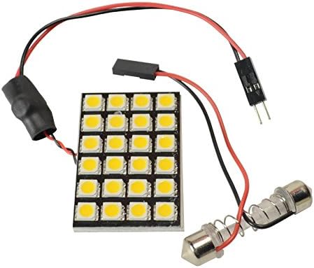 12 X N.R.G 31mm - 42mm Festoon Base 24 LED Directional Panel Light Bulb 10-30v 12v / 24v 360 Lumens - Cool White