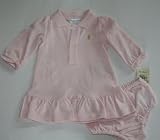 Baby Girls Polo Ralph Lauren Long Sleeve Pink Dress with Gold Player