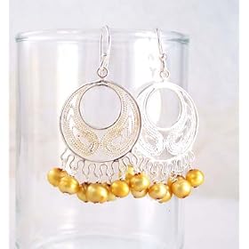 Click here to buy Bohemian Sterling Silver and Pearl Earrings by Sosi B..