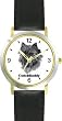 Cairn Terrier (SC) Dog - WATCHBUDDY&reg; CLASSIC DELUXE TWO-TONE THEME WATCH - Arabic Numbers-Black Leather Strap-Women's Size-Small