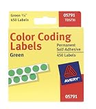 Identification Dot, Permanent, 4x6 Sheet, PC, 1/4 Diameter, Green, 450/Pack AVE05791