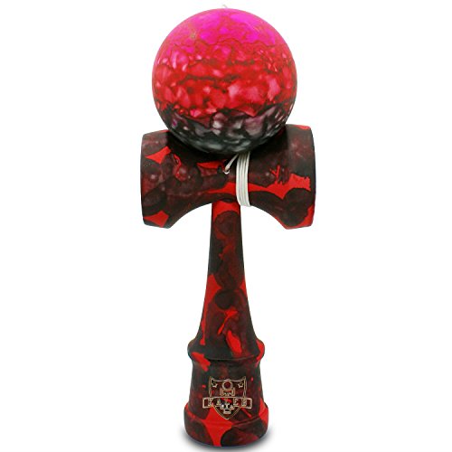 Full Rubberized Red Sea Marble Kendama With Extra String