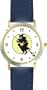 Witch on a Broom, Moon No.1 - WATCHBUDDY� DELUXE TWO-TONE THEME WATCH - Arabic Numbers - Blue Leather Strap-Size-Children's Size-Small ( Boy's Size & Girl's Size )