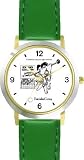 Habit 2 - New Year's Resolution (English Text) - DELUXE TWO-TONE WATCH from THE 7 HABITS - WATCH COLLECTION BY WATCHBUDDY&reg; - Arabic Numbers - Green Leather Strap-Size-Women's Size-Small