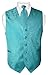 Men's Paisley Design Dress Vest & NeckTie TURQUOISE AQUA BLUE Color Neck Tie Set