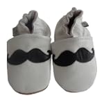 Chaussons B�b� en cuir doux Moustache...