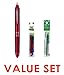 Pilot Frixion Ball 4 Click Retractable 4 Color Gel Ink Erasable Murti Pen 0.5mm/ Bordeaux Body & Each 4 Color Refills (Black,Blue,Red,Green) Value Set（With Our Shop Original Product Description）