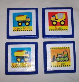 Set of 4 Baby Tonka Trucks Wall Hangings Plaques DUMP