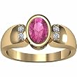 14K Yellow Gold Pink Tourmaline and Diamond Ring