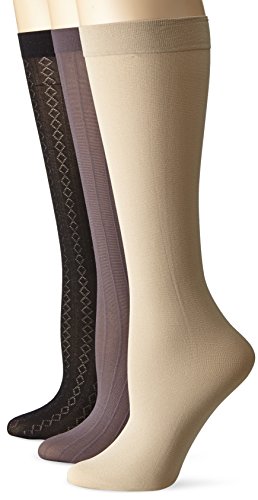 Anne Klein Women's Diamond Stripe Trouser Sock Queen Size Three-Pack