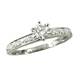 18K White Gold Antique Style Diamond Engagement Ring