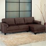 Camden Microfiber Sectional Sofa in Dark Brown