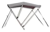 Seamax Portable 3 Bow Bimini Top Fit 6 to 9ft Inflatable Boat, 600Dtx Polyester Fabric Gray Canopy, Size A Dimension W50" H46" L48"