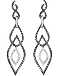 14K White Gold Black and White Diamond Earrings - 1.33 Ct. -- LIFETIME WARRANTY