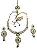 Fashion Necklace Set- Antique Gold Finish Green Stone Bollywood Indian Style Jewelry Sets