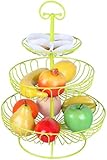 Rene Colorful Fruit Rack - 3 Tier Steel Layered Free Standing Kitchen Counter Top Fruit Basket Stand - 16" ...
