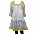 Summer Top Kurti Cotton White Hand Embroidered Dress Size M