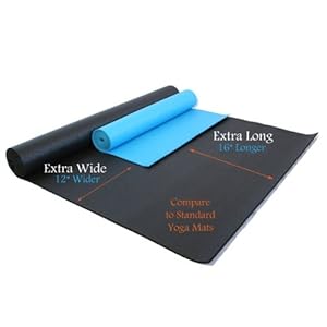 84 X 36 X 1/4 Extra Wide, Extra Long, Extra Thick Black Yoga Pilates Mat