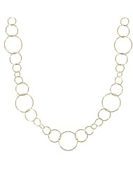 Yellow Gold Plated Sterling Silver Circle Link Necklace, 36"