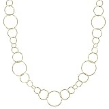 Yellow Gold Plated Sterling Silver Circle Link Necklace, 36
