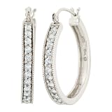10k White Gold Aquamarine Hoop Earrings