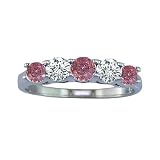 1 Ct. Five-Stone Pink & White Diamond Engagement Ring Bridal Style Round Cut in 14K White Gold