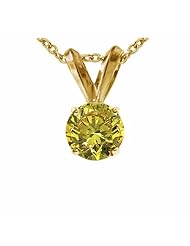 1/4 CT Yellow Diamond Solitaire Pendant 14K Gold