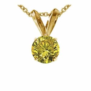 1.50 CT Yellow Diamond Solitaire Pendant 14K Yellow Gold