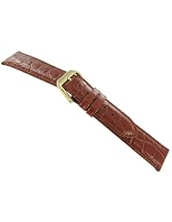 16mm DB Genuine Leather Alligator Grain Tan Replacement Watch Band Strap Padded Stitched - 7.5 inches - SHORT Length