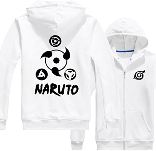 Coolchange Anime Naruto Sharingan Zip Fleece Hoodie Jacket US S=Asia M,White