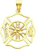 14K Gold Firefighter Shield Charm