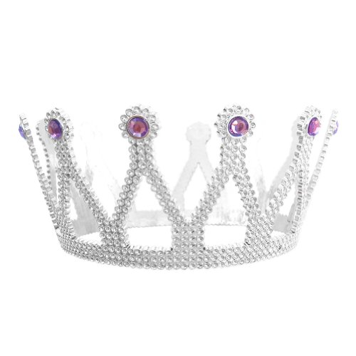Royal Silver Queen Crown with Purple Jewels ~ Halloween Queen Costume Accessories (STC12035-PL)