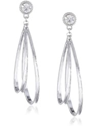 Jessica Simpson Silver and Crystal Double Hoop Earrings