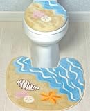 Seashell Beach Toilet Seat Cover & Rug Mat Bathroom