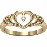 18K Yellow Gold Diamond Heart Ring - 0.01 Ct.