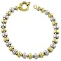 14 Karat Yellow & White Gold Link Bracelet 7 inch - Made In Italy