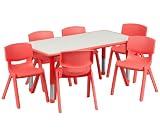 UPC 847254078528 product image for Flash Furniture Adjustable Rectangular Plastic Activity Table Set with 6 School  | upcitemdb.com